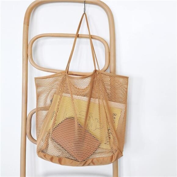Mesh Beach Tote‎ Womens Shoulder Handbag - Picture 4 of 7